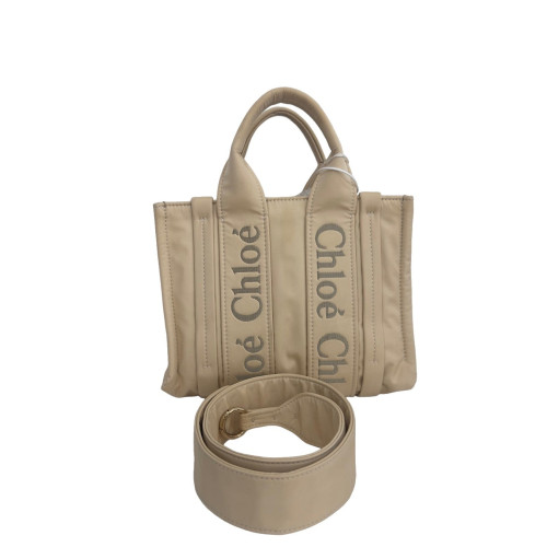 Chloe Tote Bag Nylon Beige Grey