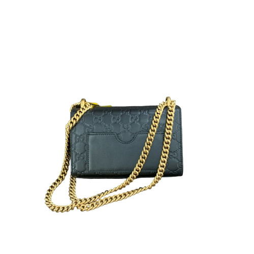 Gucci Small Padlock Shoulder Bag Guccissima Black