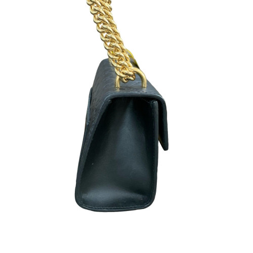 Gucci Small Padlock Shoulder Bag Guccissima Black