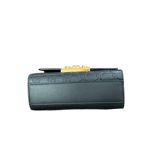 Gucci Small Padlock Shoulder Bag Guccissima Black