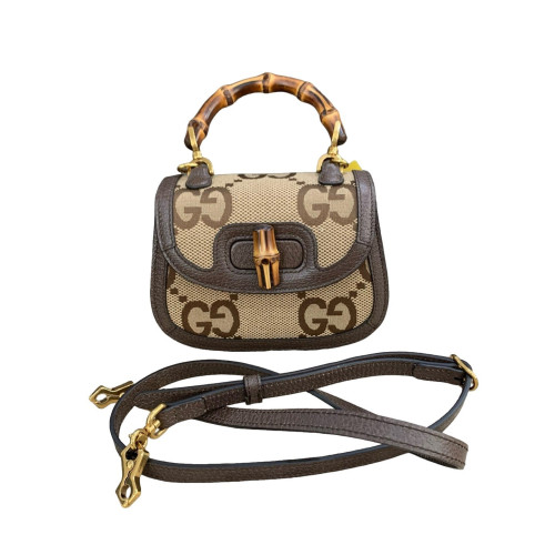 Gucci Bamboo Bamboo 1947 Mini Monogram Jumbo GG Beige Brown