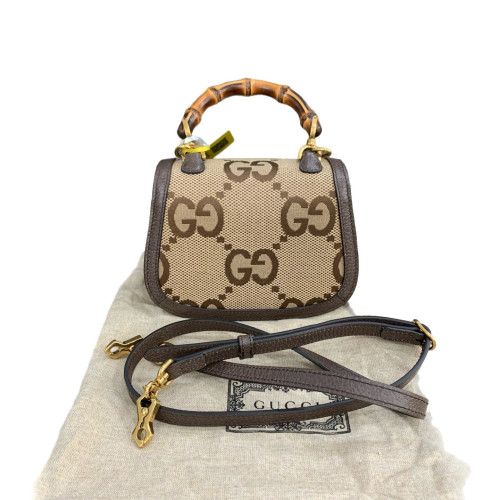 Gucci Bamboo Bamboo 1947 Mini Monogram Jumbo GG Beige Brown