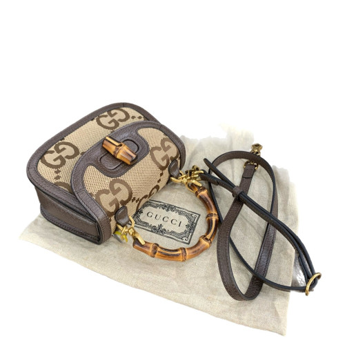 Gucci Bamboo Bamboo 1947 Mini Monogram Jumbo GG Beige Brown