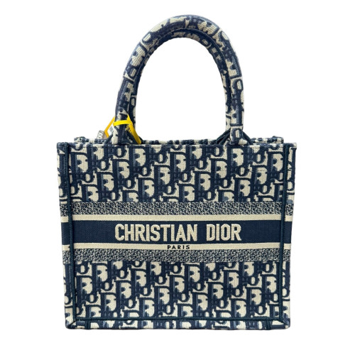 Dior Small Book Tote Oblique Navy Beige Black