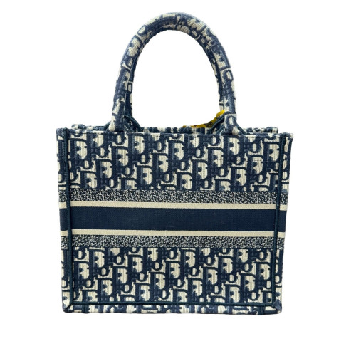 Dior Small Book Tote Oblique Navy Beige Black