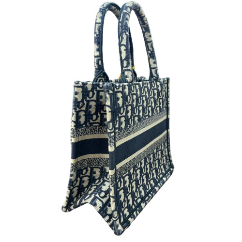 Dior Small Book Tote Oblique Navy Beige Black