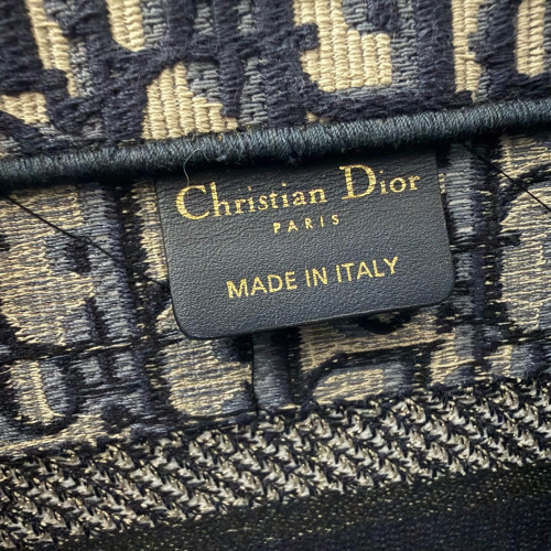 Dior Small Book Tote Oblique Navy Beige Black