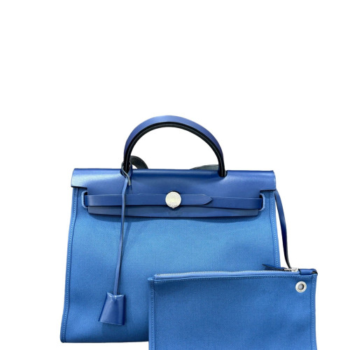 Hermes Herbag 31 Toile Vache Hunter 7U Navy Blue