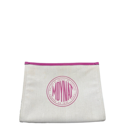 Moynat Clutch Canvas Calfskin White Pink Moynat Clutch Canvas Calfskin White Pink