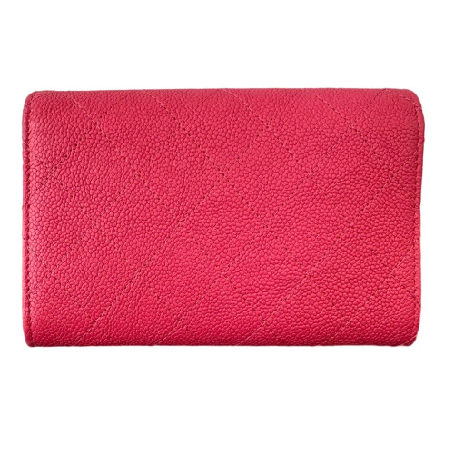 Chanel Quilted Flap Wallet Caviar Red