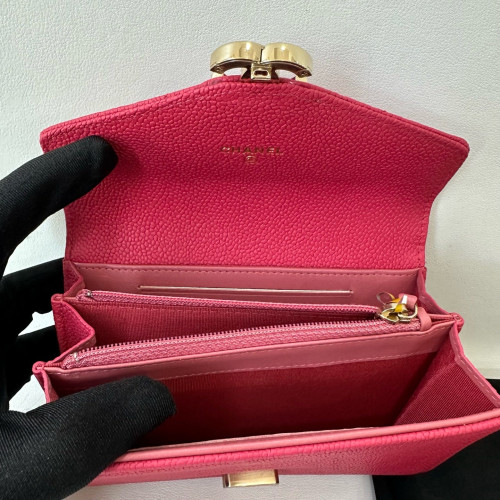 Chanel Quilted Flap Wallet Caviar Red
