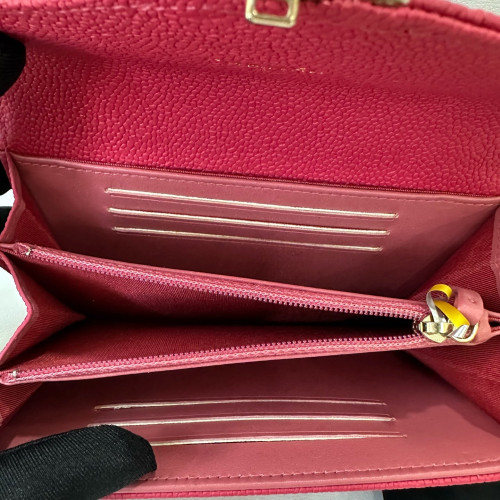 Chanel Quilted Flap Wallet Caviar Red