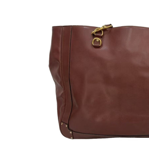 Chloe Fringe Tote Bag Calfskin Brown Beige