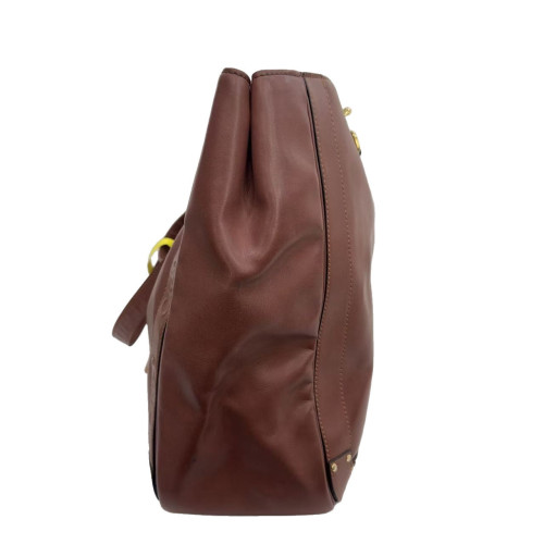Chloe Fringe Tote Bag Calfskin Brown Beige