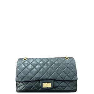 Chanel Quilted 2.55 227 Reissue Double Flap Pull Up Leather Black