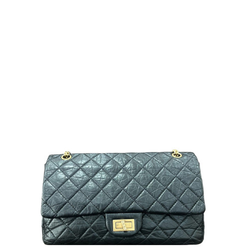 Chanel Quilted 2.55 227 Reissue Double Flap Pull Up Leather Black