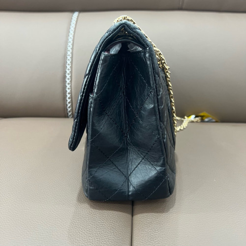 Chanel Quilted 2.55 227 Reissue Double Flap Pull Up Leather Black