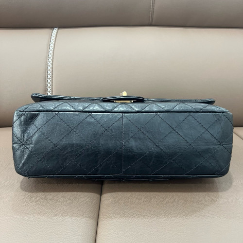 Chanel Quilted 2.55 227 Reissue Double Flap Pull Up Leather Black