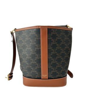Celine Triomphe Bucket Bag Small Triomphe Brown Black