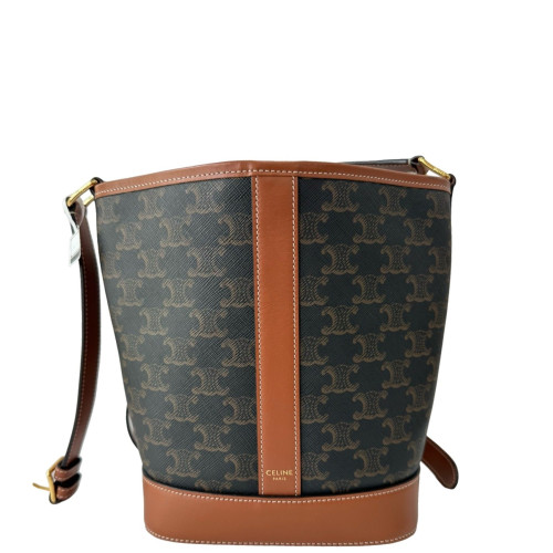Celine Triomphe Bucket Bag Small Triomphe Brown Black