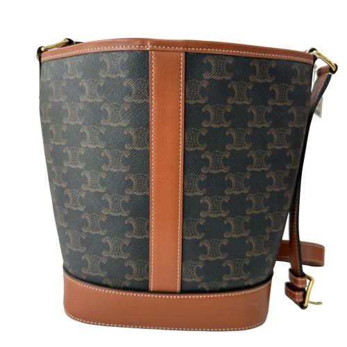 Celine Triomphe Bucket Bag Small Triomphe Brown Black