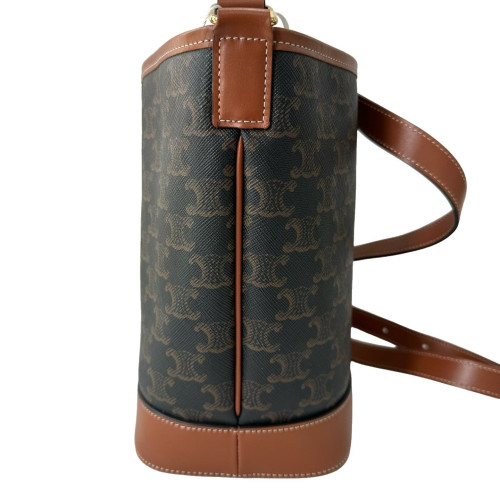 Celine Triomphe Bucket Bag Small Triomphe Brown Black