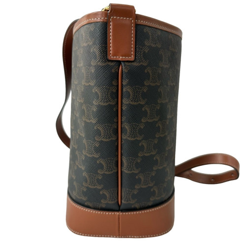 Celine Triomphe Bucket Bag Small Triomphe Brown Black
