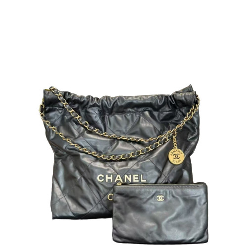 Chanel Quilted Medium 22 Bag Calfskin Black