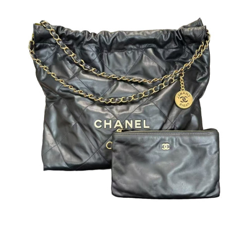 Chanel Quilted Medium 22 Bag Calfskin Black
