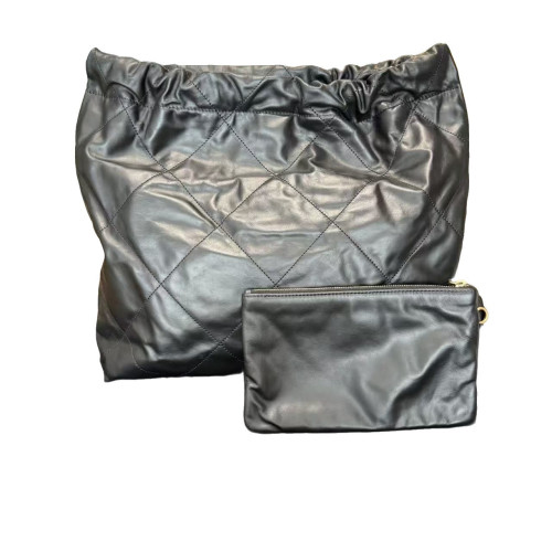Chanel Quilted Medium 22 Bag Calfskin Black