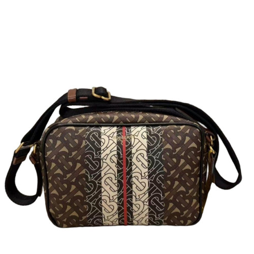 Burberry Camera Case Monogram Calfskin Canvas Brown Beige Black