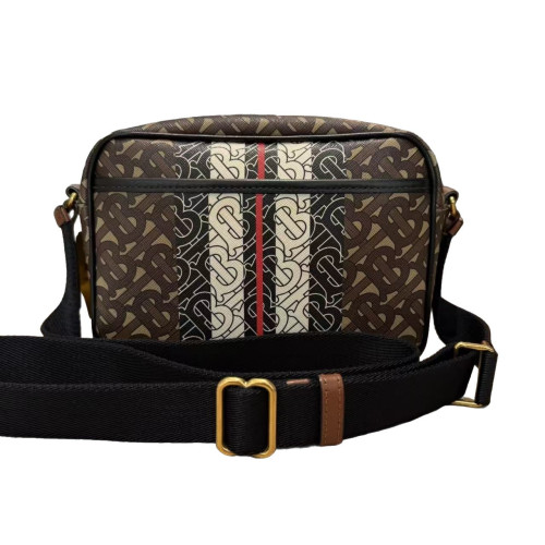 Burberry Camera Case Monogram Calfskin Canvas Brown Beige Black