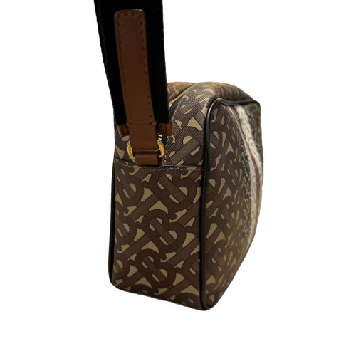 Burberry Camera Case Monogram Calfskin Canvas Brown Beige Black