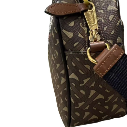Burberry Camera Case Monogram Calfskin Canvas Brown Beige Black