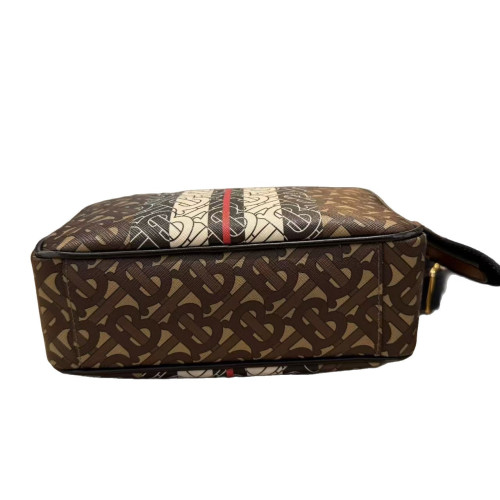 Burberry Camera Case Monogram Calfskin Canvas Brown Beige Black