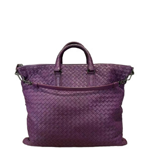 Bottega Veneta Briefcase Lambskin Intrecciato Nappa Purple