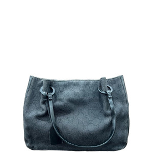 Gucci Tote Bag GG Supreme Monogram Calfskin Black