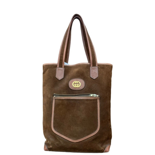 Gucci Tote Bag Suede Brown