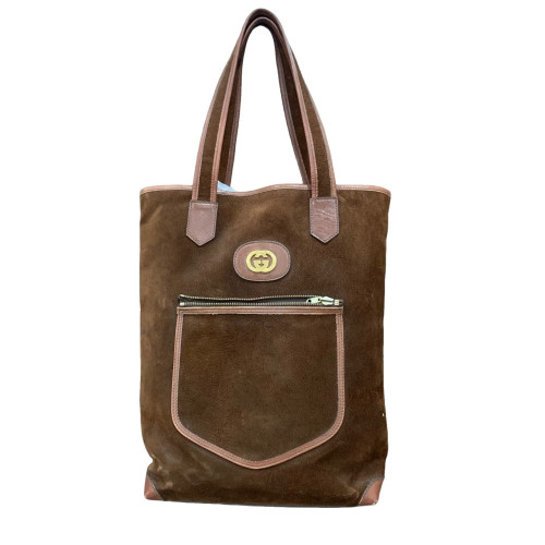Gucci Tote Bag Suede Brown