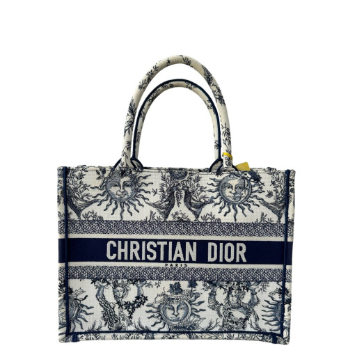 Dior Medium Book Tote Canvas White Blue