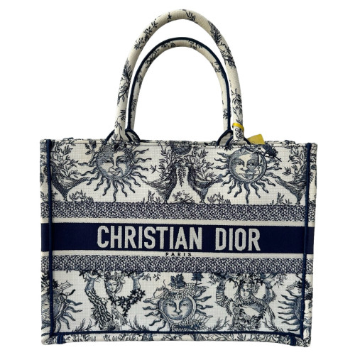 Dior Medium Book Tote Canvas White Blue