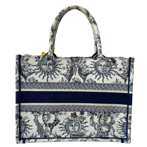 Dior Medium Book Tote Canvas White Blue