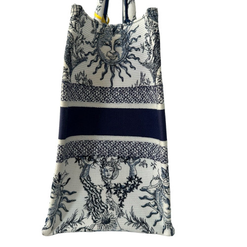 Dior Medium Book Tote Canvas White Blue