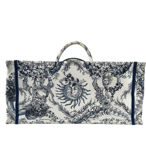 Dior Medium Book Tote Canvas White Blue