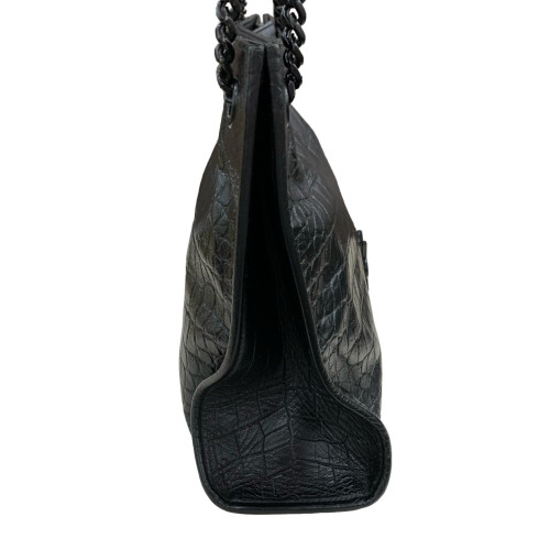 Yves Saint Laurent Shopping Tote Calfskin Crocodile Embossed Black Yves Saint Laurent Shopping Tote Calfskin Crocodile Embossed Black