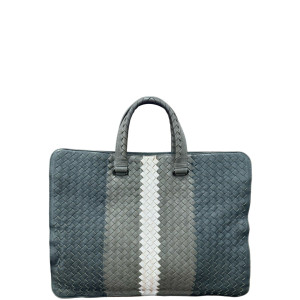 Bottega Veneta Briefcase Calfskin Intrecciato Blue Grey White