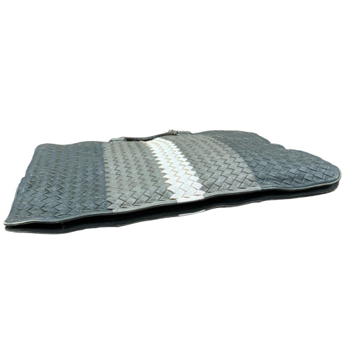 Bottega Veneta Briefcase Calfskin Intrecciato Blue Grey White