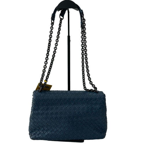 Bottega Veneta Medium Olimpia Shoulder Bag Calfskin Intrecciato Blue Bottega Veneta Medium Olimpia Shoulder Bag Calfskin Intrecciato Blue