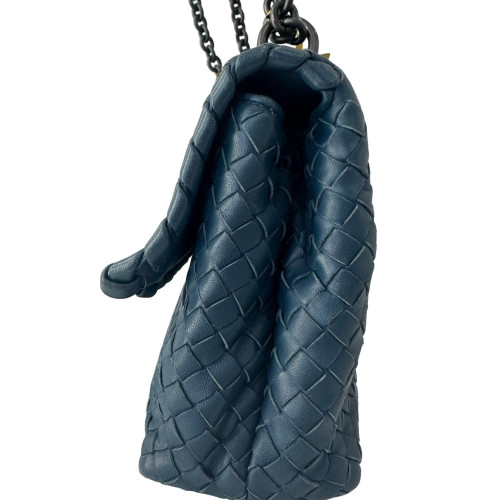Bottega Veneta Medium Olimpia Shoulder Bag Calfskin Intrecciato Blue Bottega Veneta Medium Olimpia Shoulder Bag Calfskin Intrecciato Blue