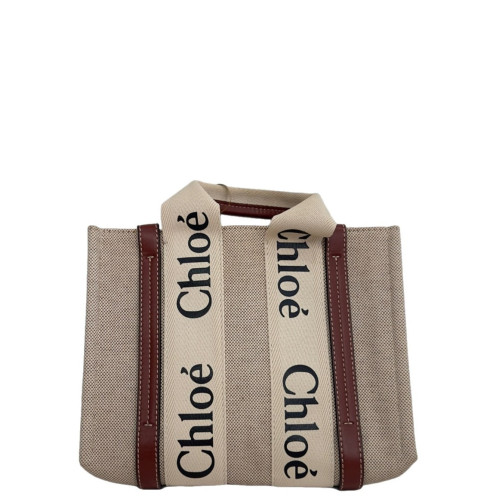 Chloe Tote Bag Canvas Calfskin Beige Brown Black